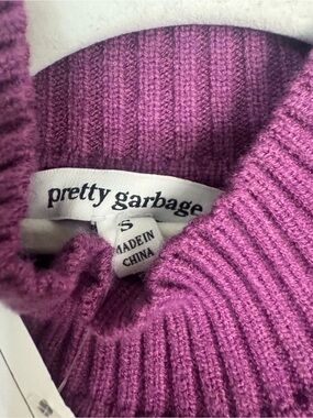 Pretty Garbage Women's Ribbed Crew Neck Sweater in Plum